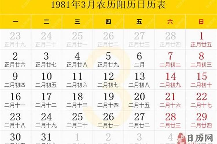 农历1981年是什么时候立春