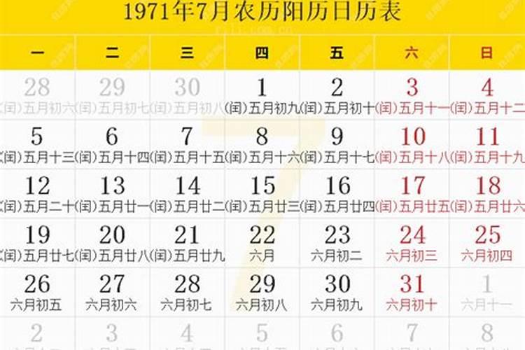 1971年正月初八阳历是多少