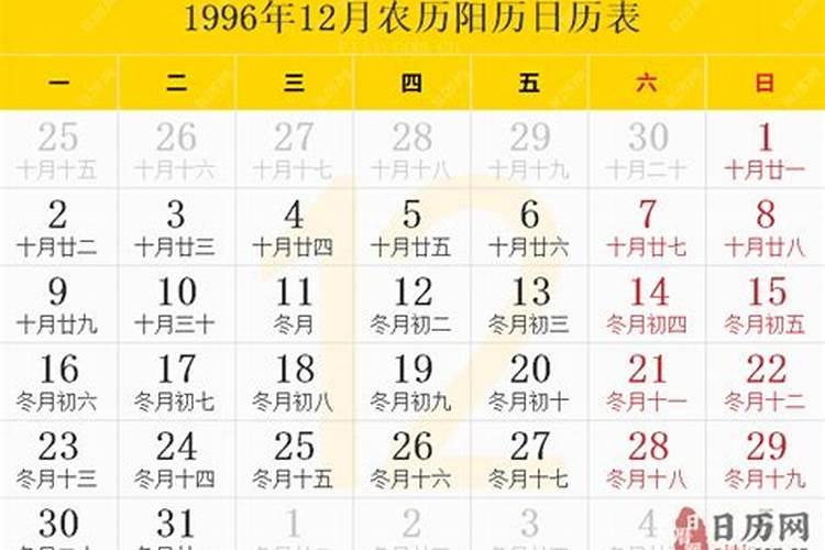 农历1996年12月22日八字