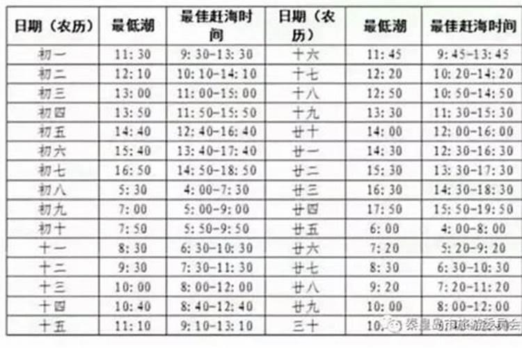 2021年正月初十几点涨潮