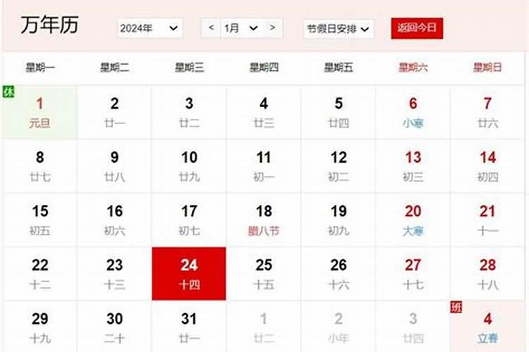 农历腊月14是多少日