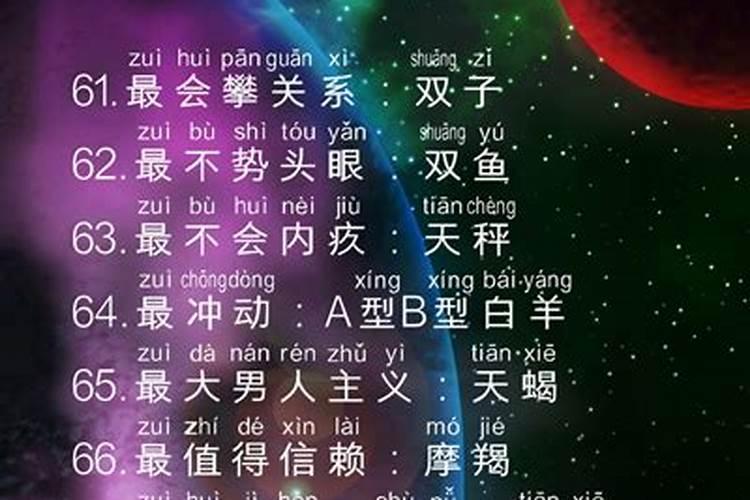 12星座排名表(全部星座)