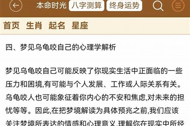 梦到乌龟咬自己被自己打死了什么意思