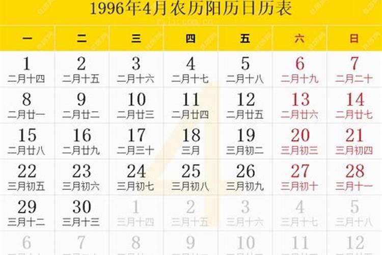 1996年腊月14是阳历几月几号