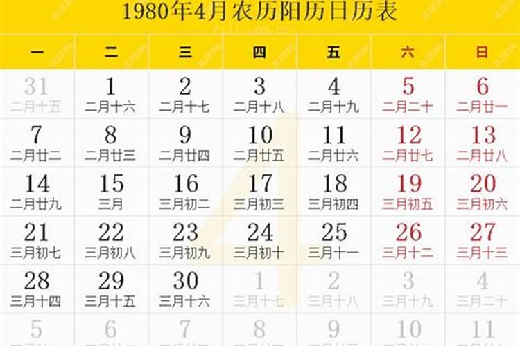 1980年农历正月初六是几月几号生日