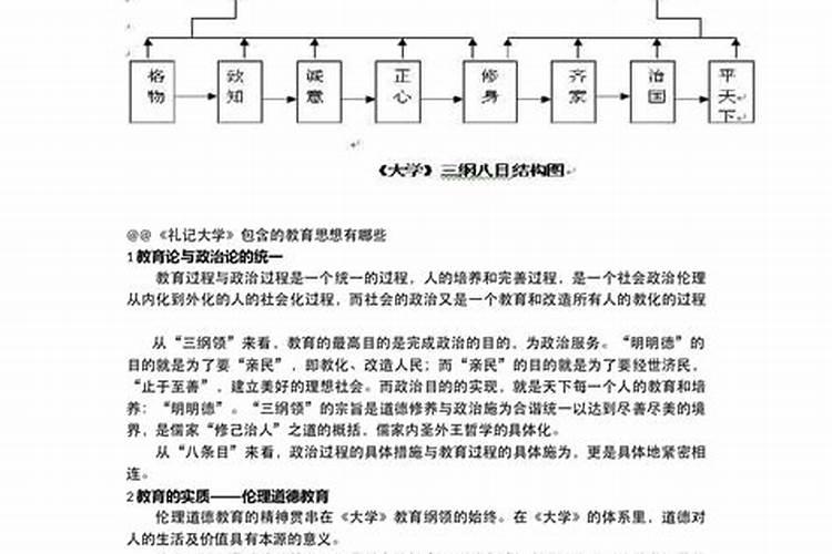 《大学》中的“三纲八目”指的是()，八纲的概念及其关系