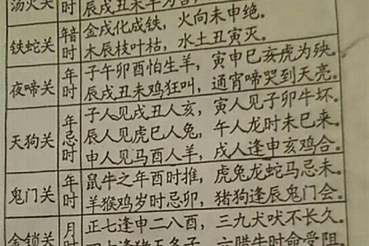 八字查小儿关煞