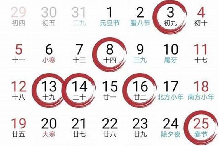 腊月农历腊月29日是几号